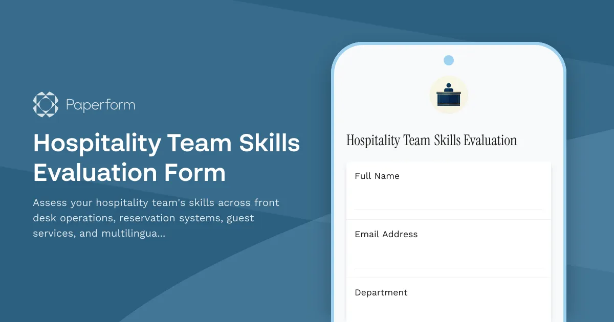 Hospitality Team Skills Evaluation Form