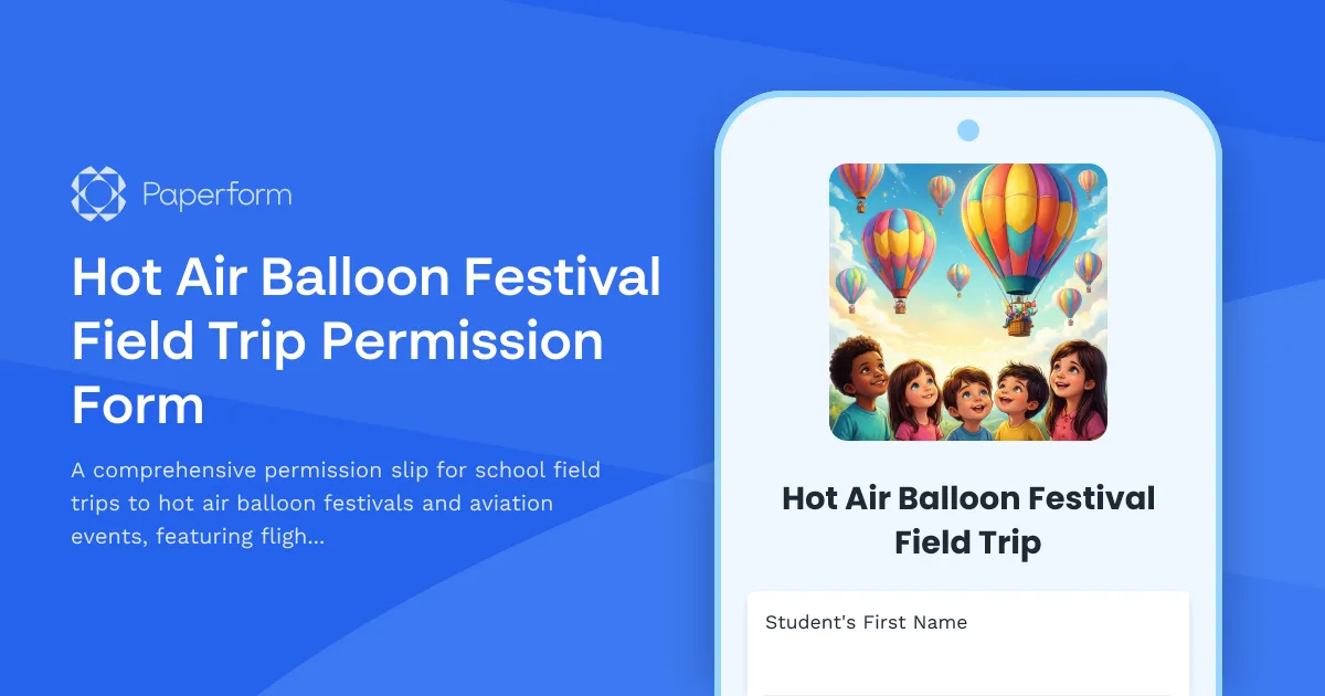 Hot Air Balloon Festival Field Trip Permission Form