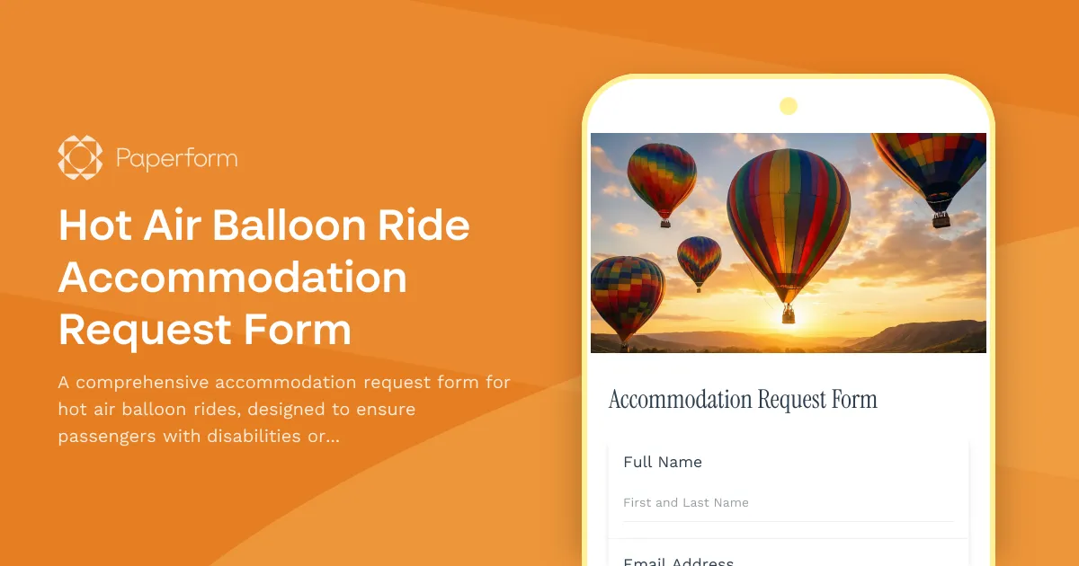 Hot Air Balloon Ride Accommodation Request Form