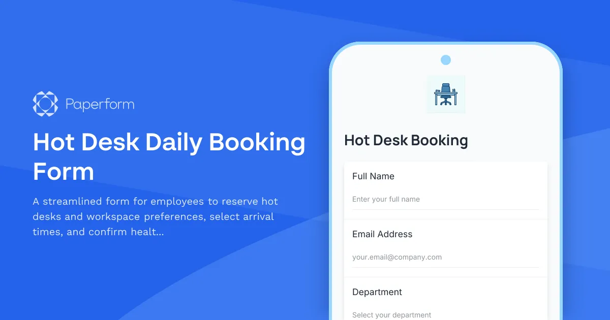 Hot Desk Daily Booking Form