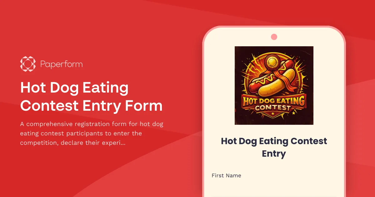 Hot Dog Eating Contest Entry Form