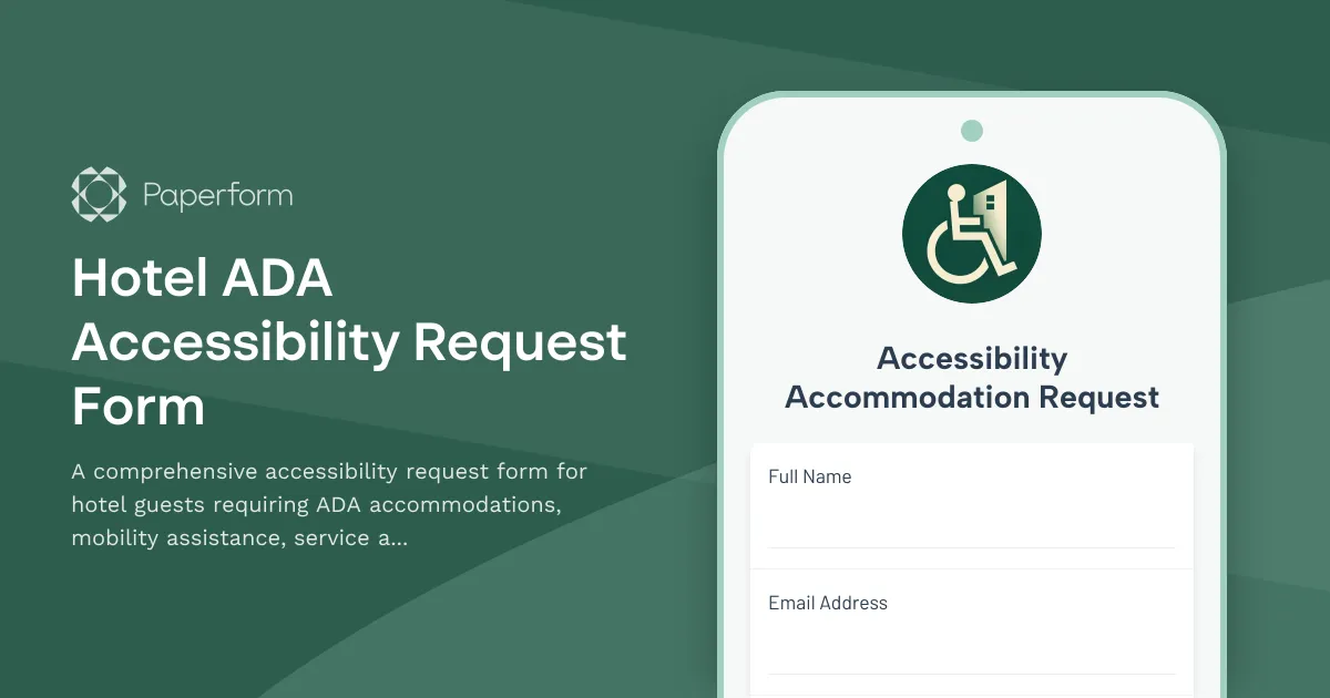 Hotel ADA Accessibility Request Form