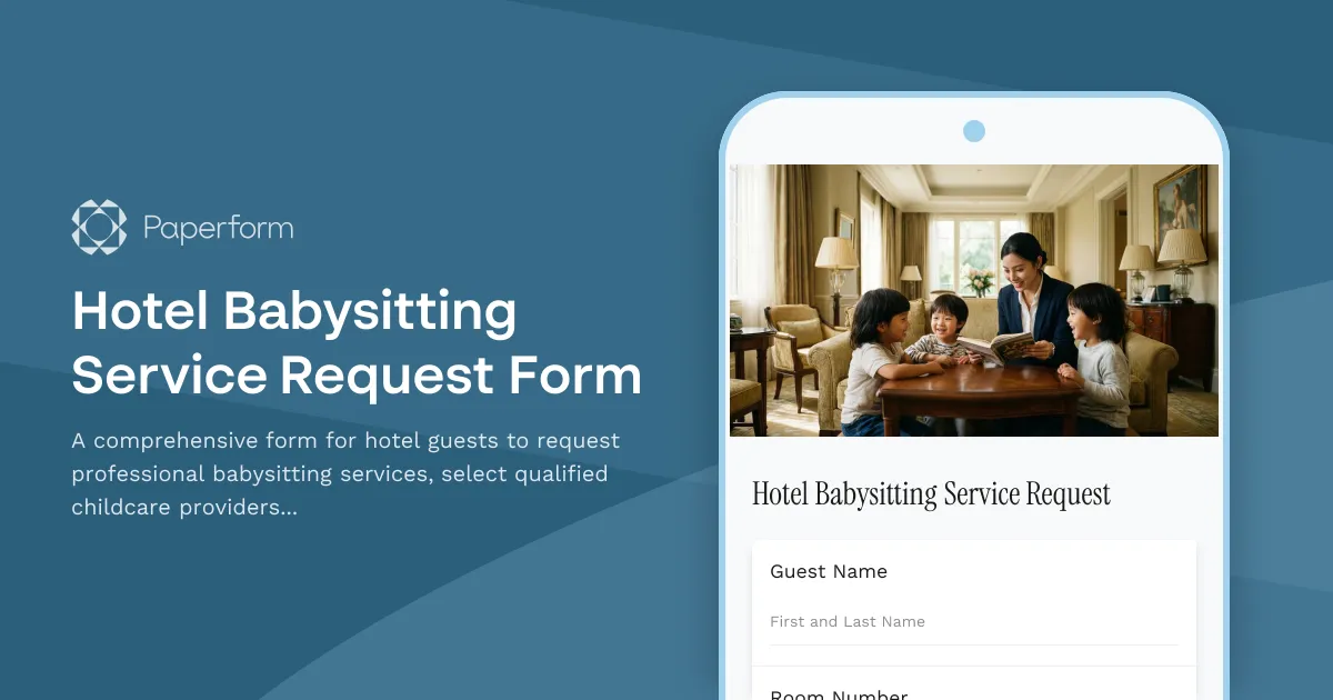 Hotel Babysitting Service Request Form