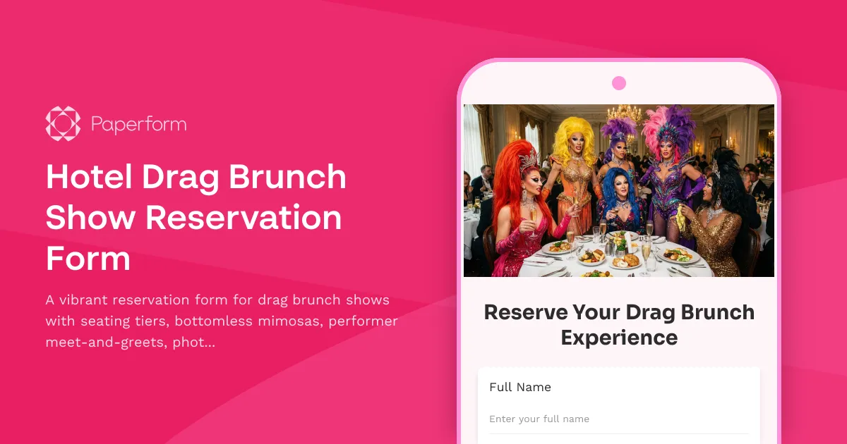 Hotel Drag Brunch Show Reservation Form