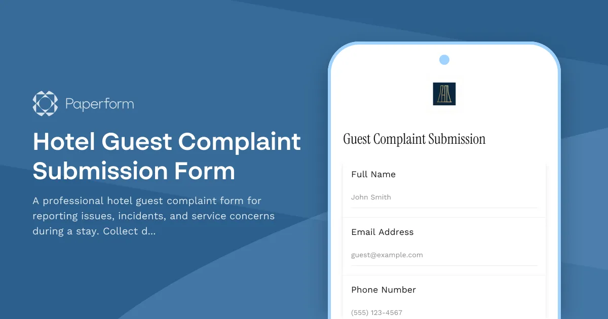 Hotel Guest Complaint Submission Form