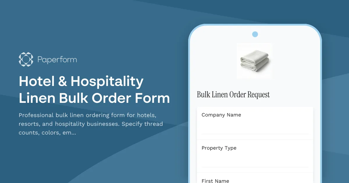 Hotel & Hospitality Linen Bulk Order Form