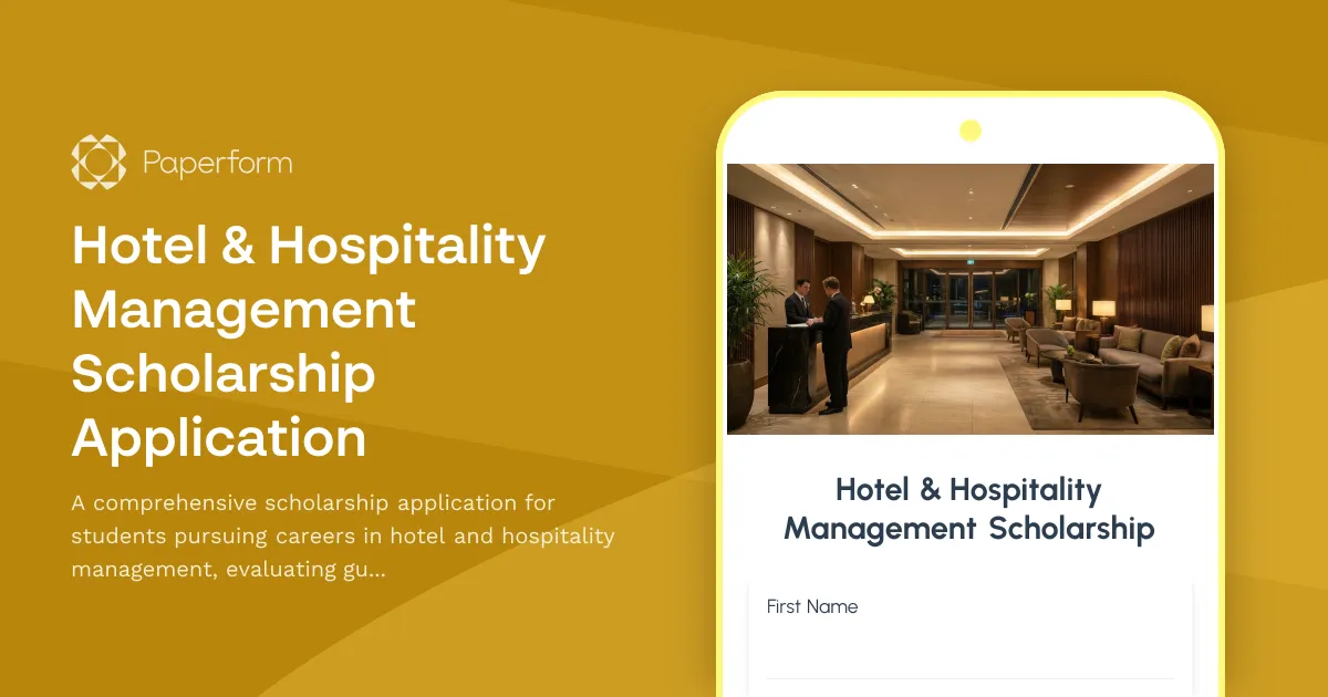 Hotel & Hospitality Management Scholarship Application