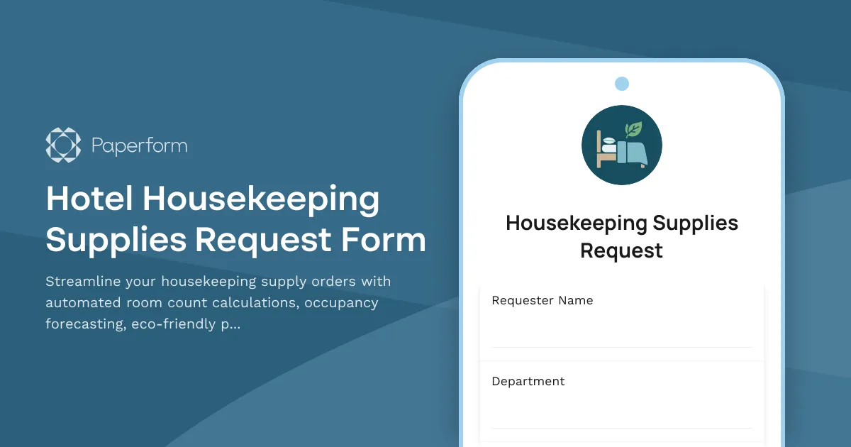 Hotel Housekeeping Supplies Request Form