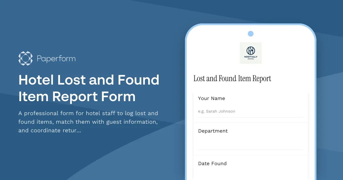 Hotel Lost and Found Item Report Form