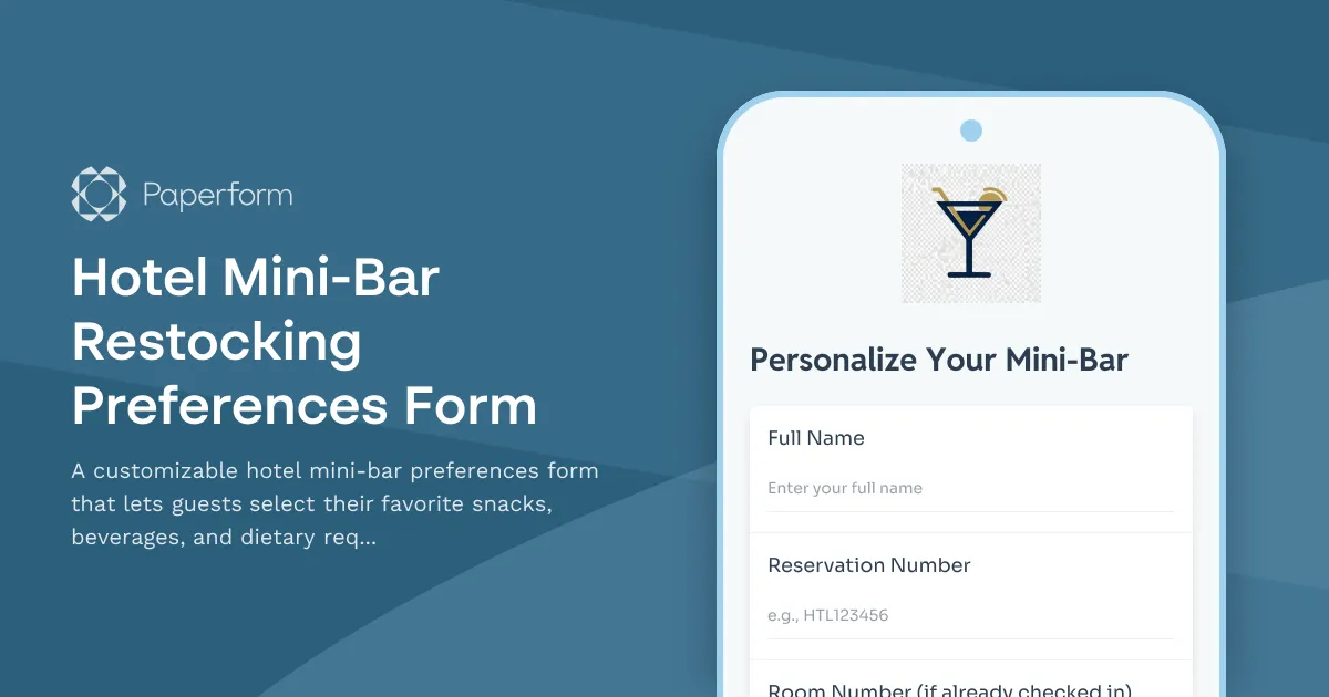 Hotel Mini-Bar Restocking Preferences Form