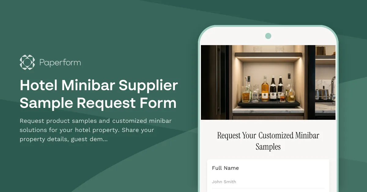 Hotel Minibar Supplier Sample Request Form