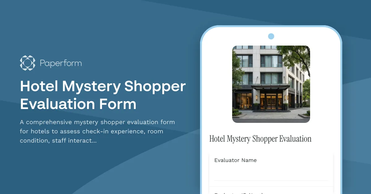 Hotel Mystery Shopper Evaluation Form