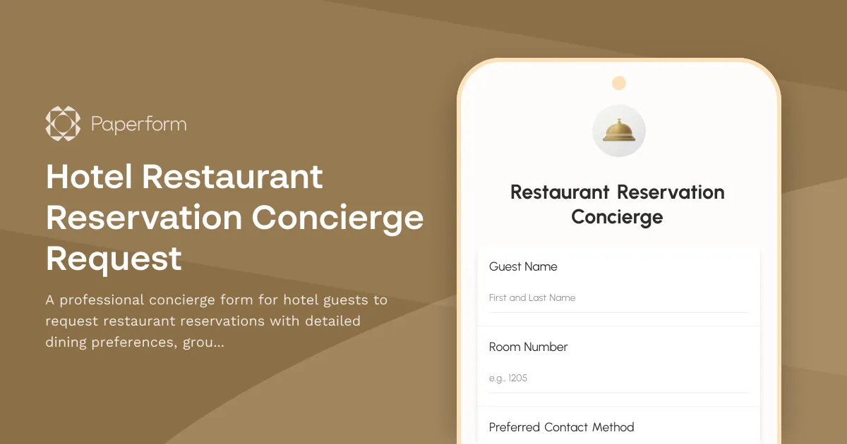 Hotel Restaurant Reservation Concierge Request