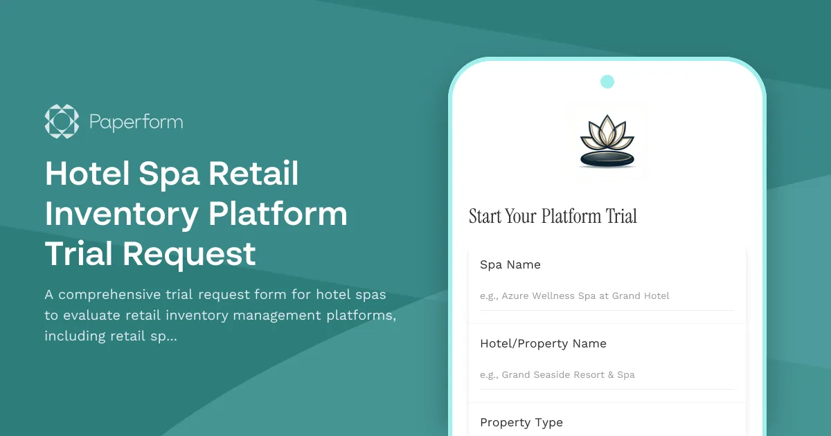 Hotel Spa Retail Inventory Platform Trial Request