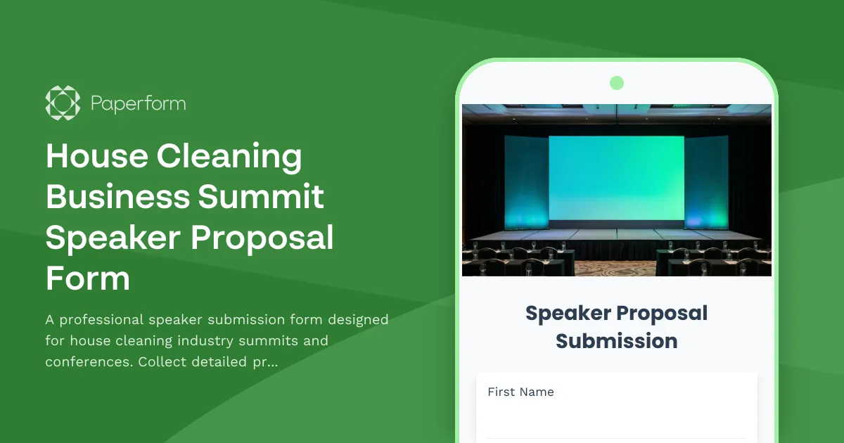 House Cleaning Business Summit Speaker Proposal Form