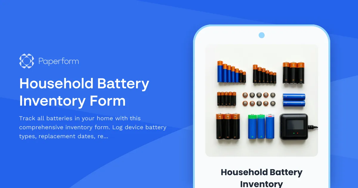 Household Battery Inventory Form
