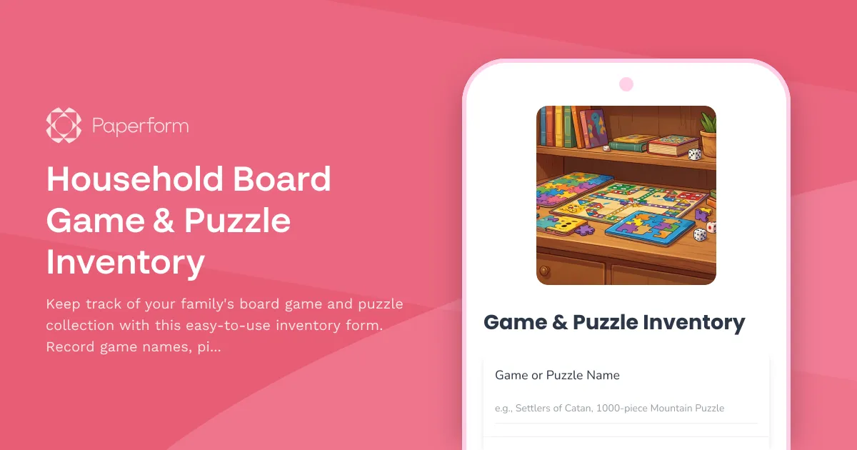 Household Board Game & Puzzle Inventory