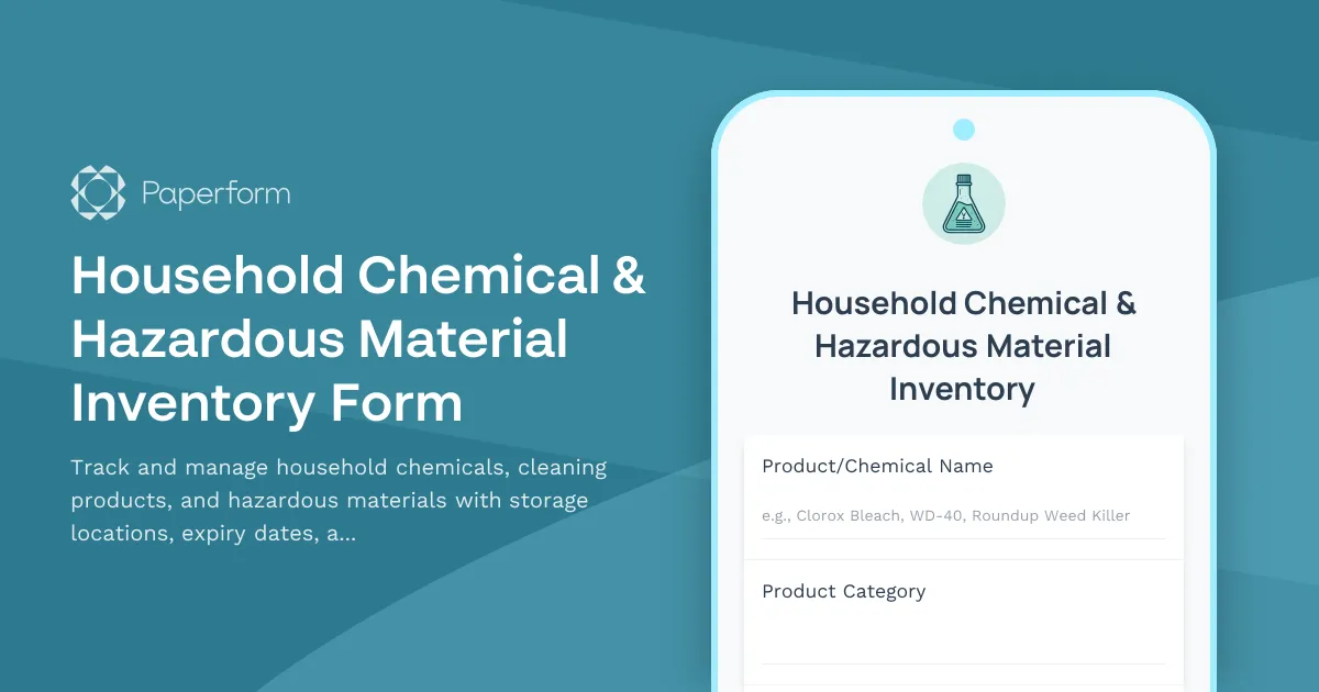 Household Chemical & Hazardous Material Inventory Form
