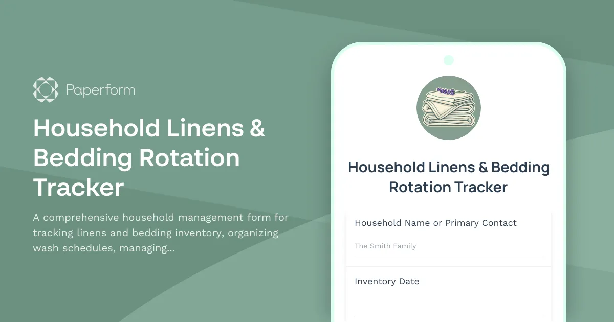 Household Linens & Bedding Rotation Tracker