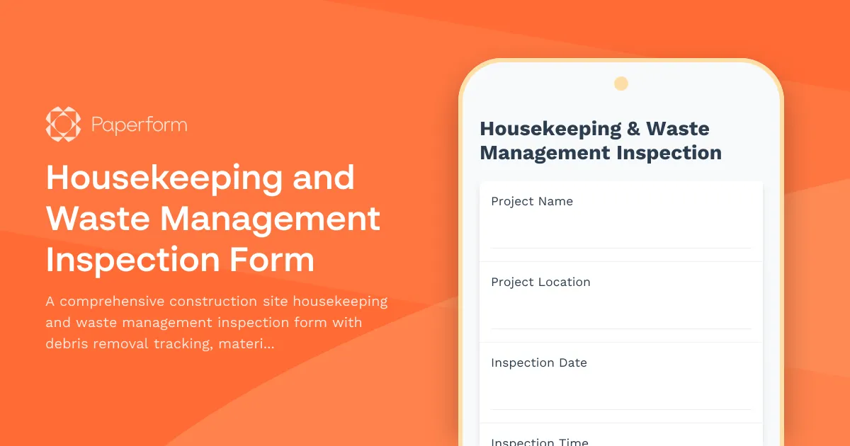 Housekeeping and Waste Management Inspection Form