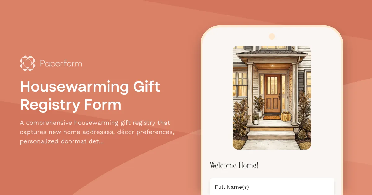 Housewarming Gift Registry Form