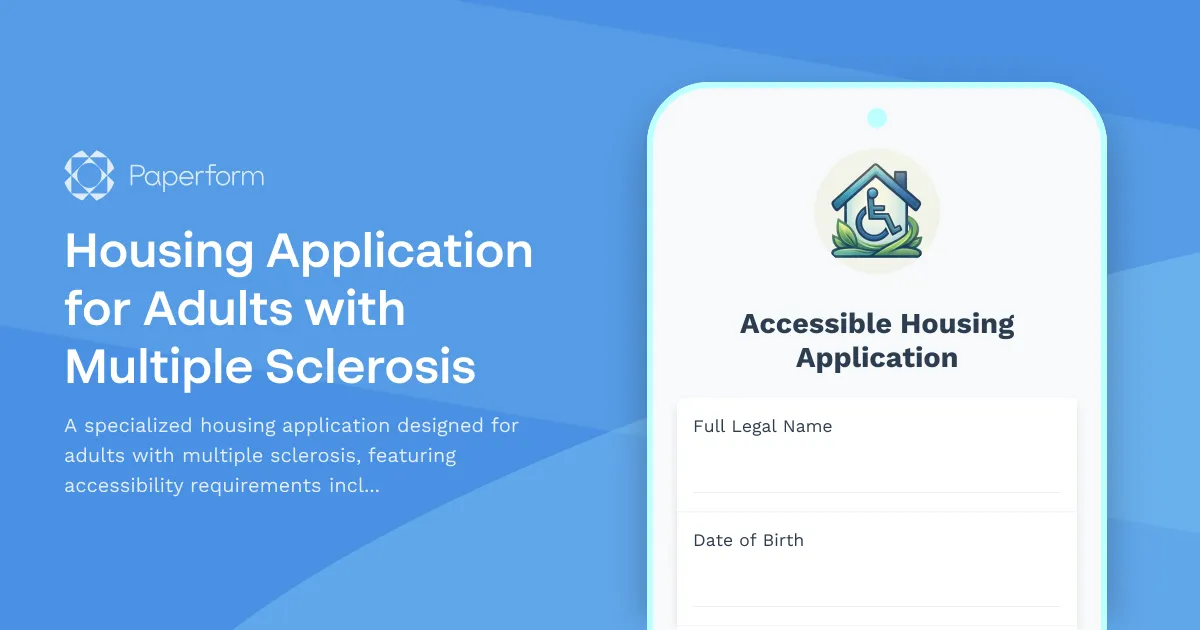 Housing Application for Adults with Multiple Sclerosis