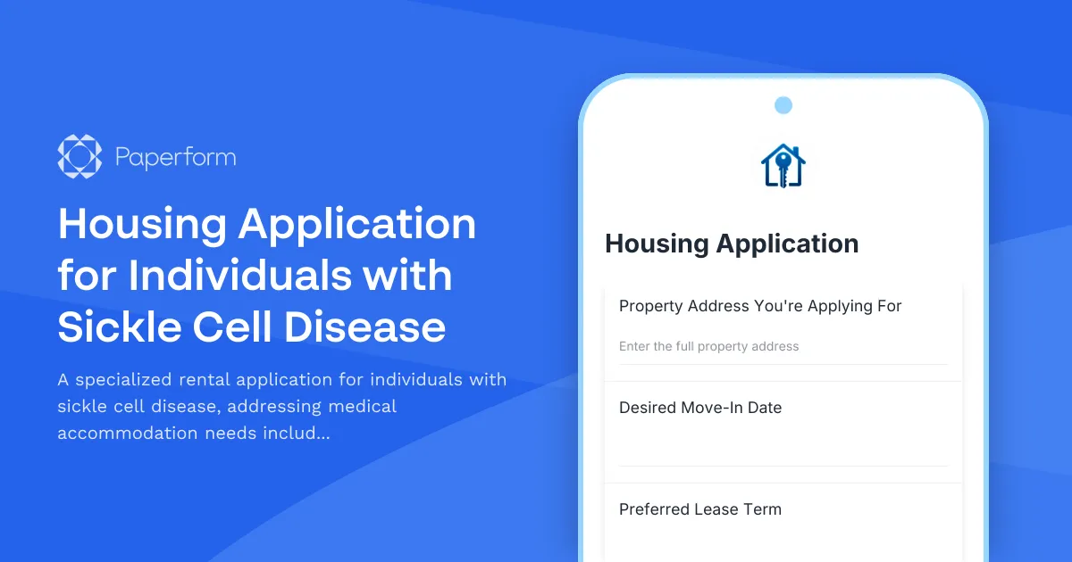 Housing Application for Individuals with Sickle Cell Disease