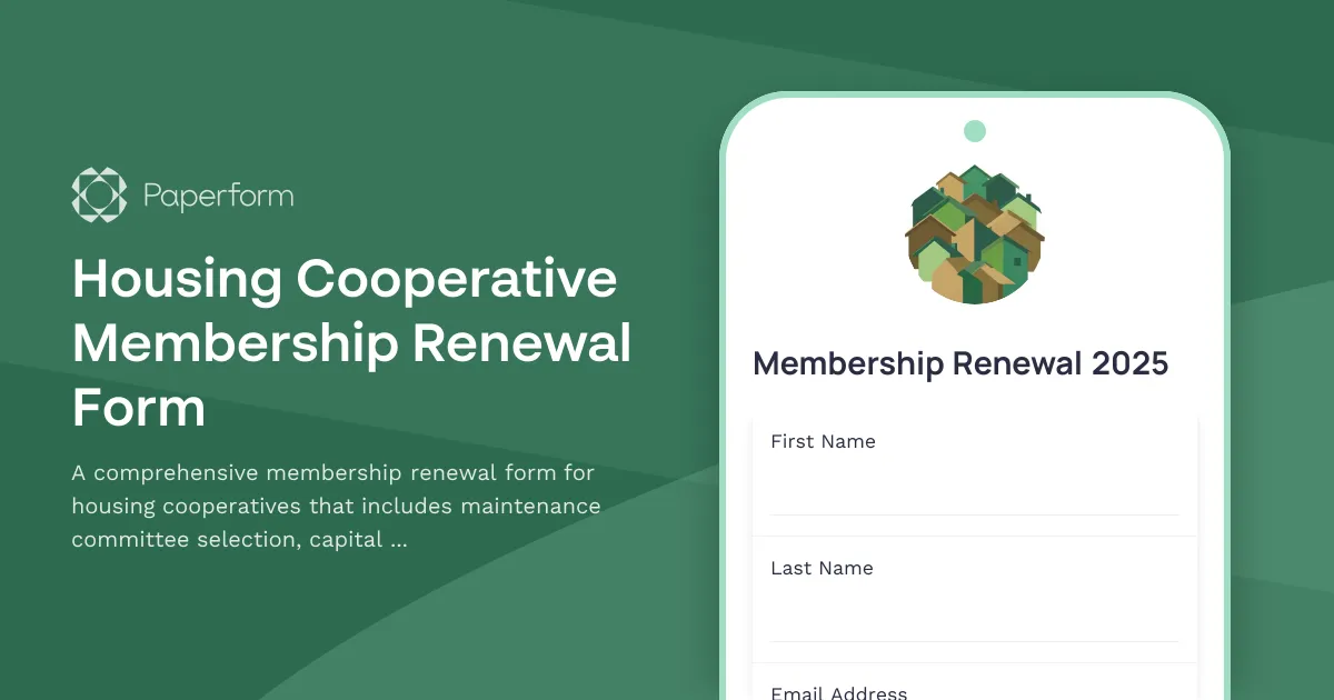 Housing Cooperative Membership Renewal Form