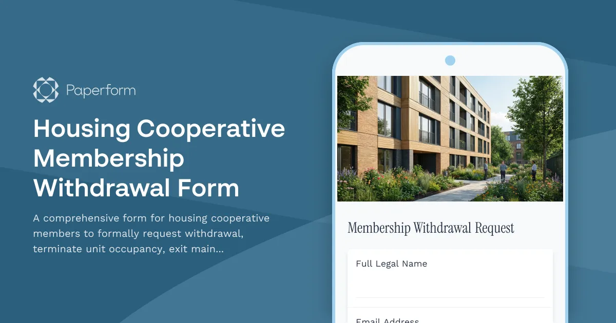 Housing Cooperative Membership Withdrawal Form