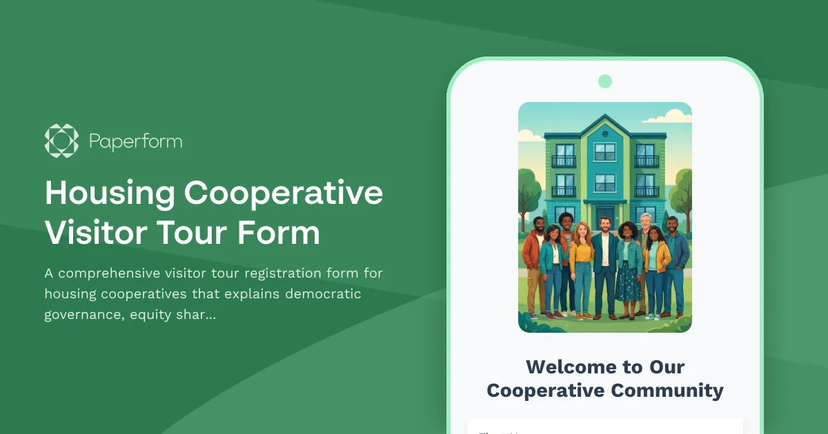 Housing Cooperative Visitor Tour Form