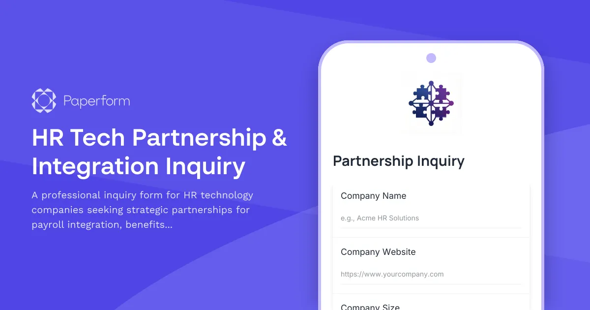 HR Tech Partnership & Integration Inquiry