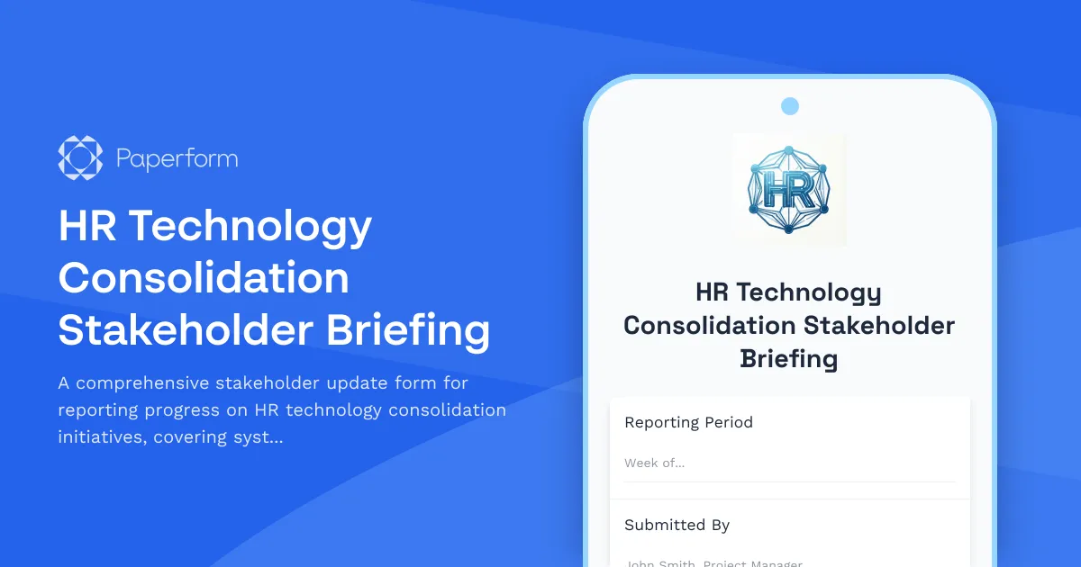 HR Technology Consolidation Stakeholder Briefing