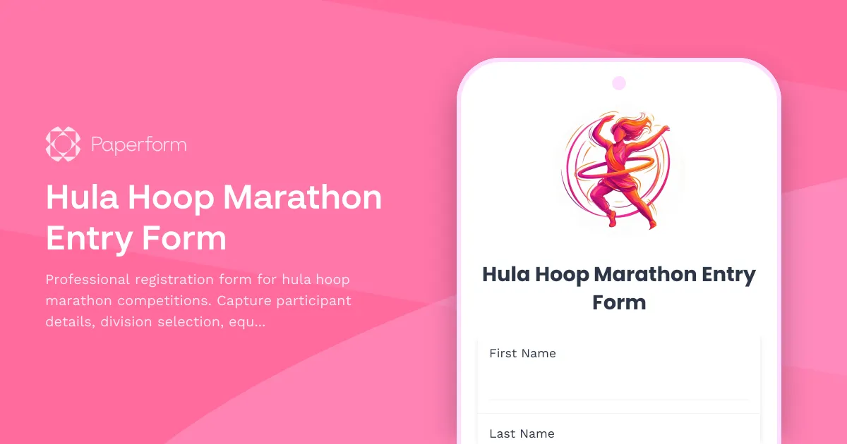 Hula Hoop Marathon Entry Form