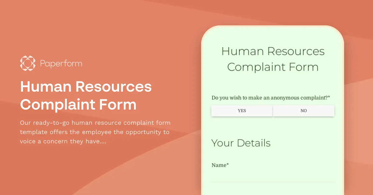 Human Resources Complaint Form
