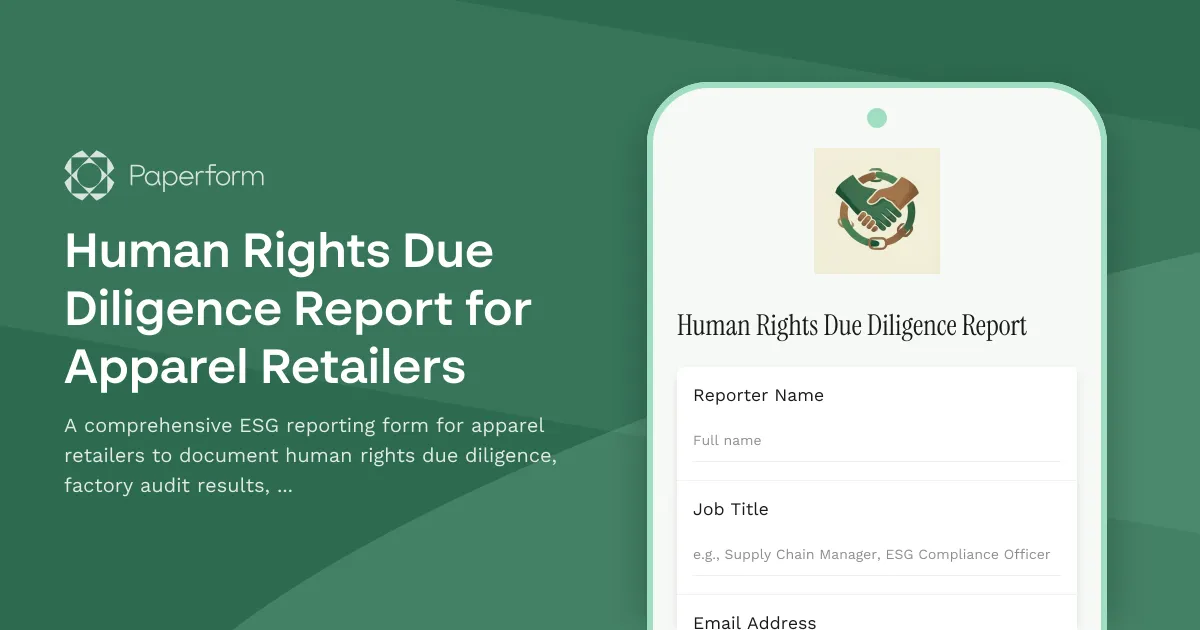 Human Rights Due Diligence Report for Apparel Retailers