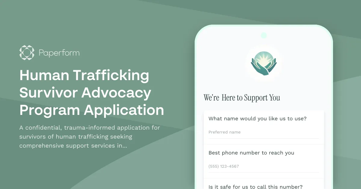 Human Trafficking Survivor Advocacy Program Application