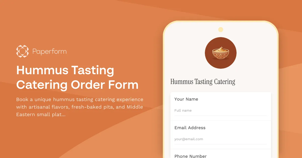 Hummus Tasting Catering Order Form