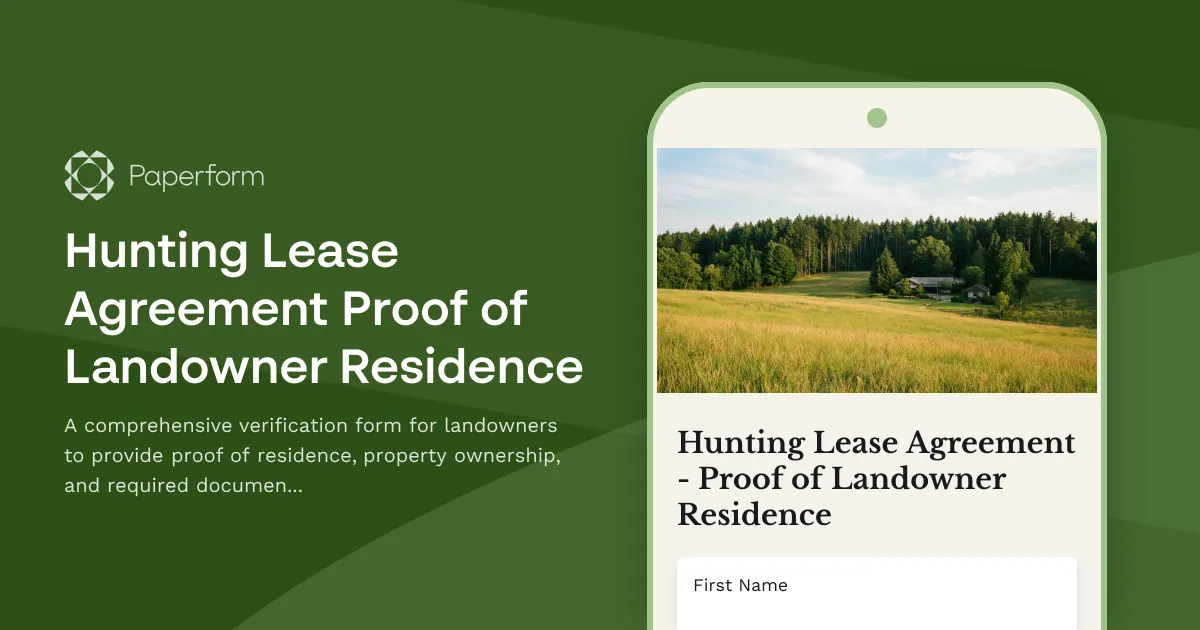 Hunting Lease Agreement Proof of Landowner Residence