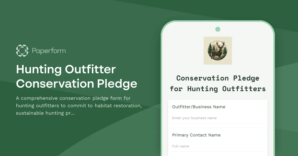 Hunting Outfitter Conservation Pledge