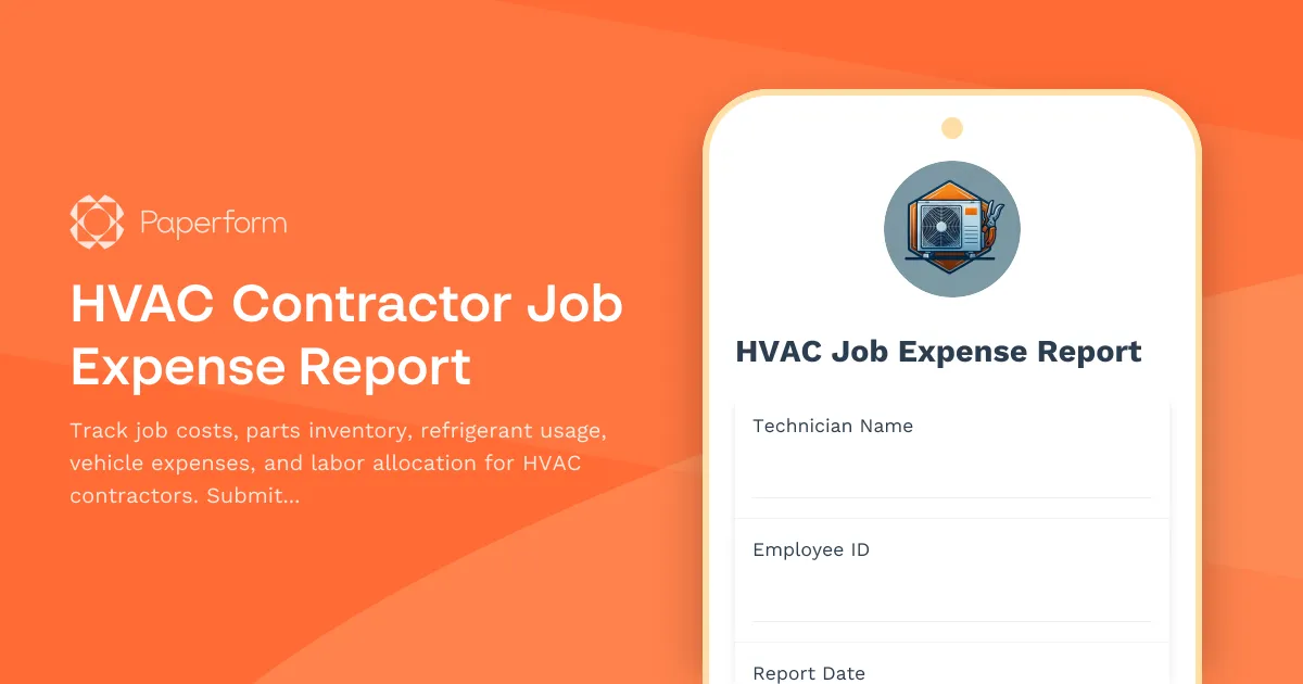 HVAC Contractor Job Expense Report