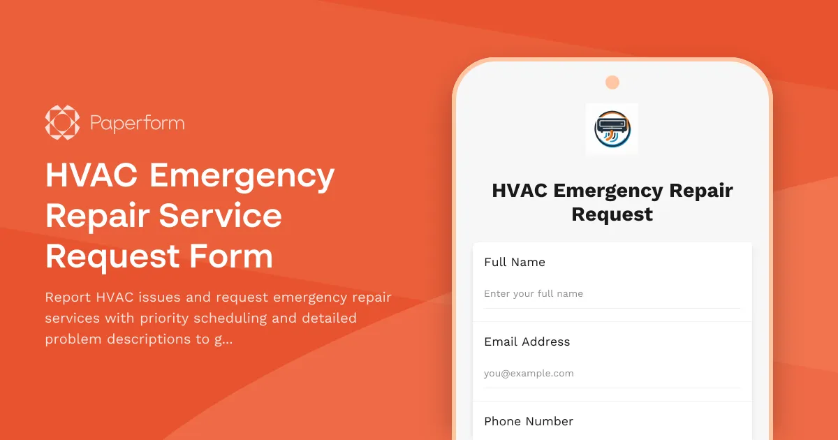 HVAC Emergency Repair Service Request Form