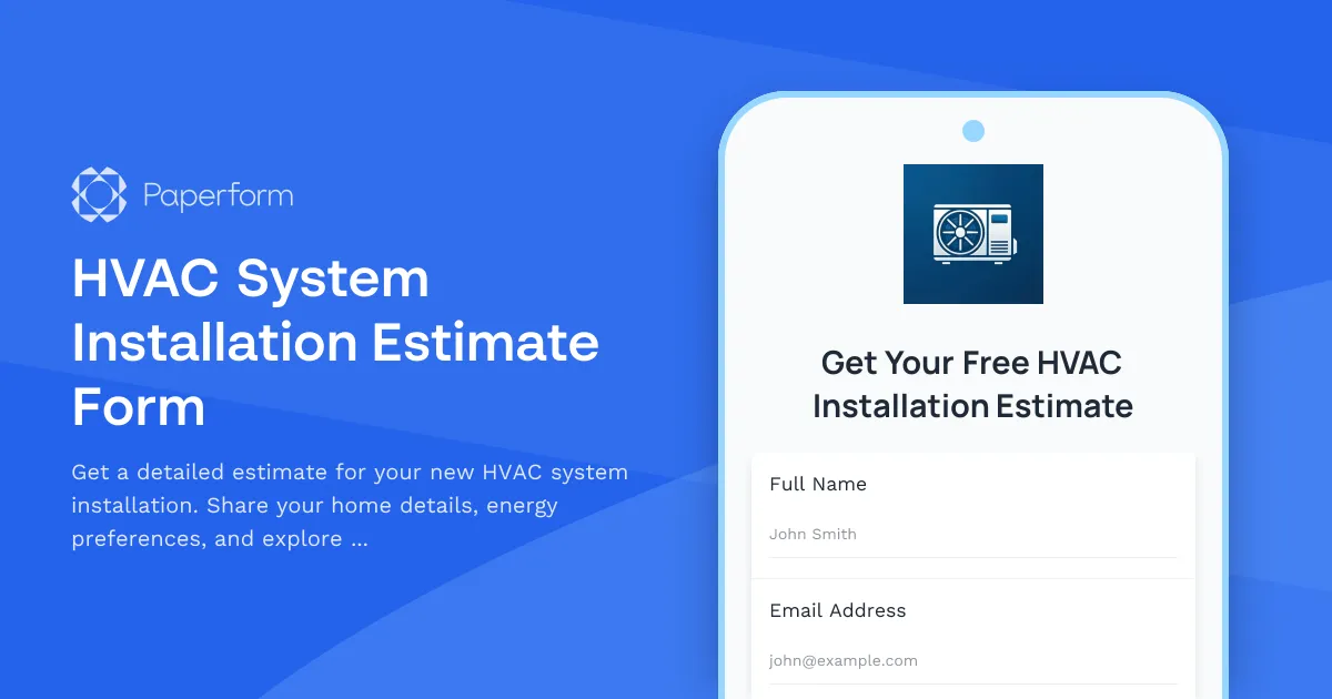 HVAC System Installation Estimate Form