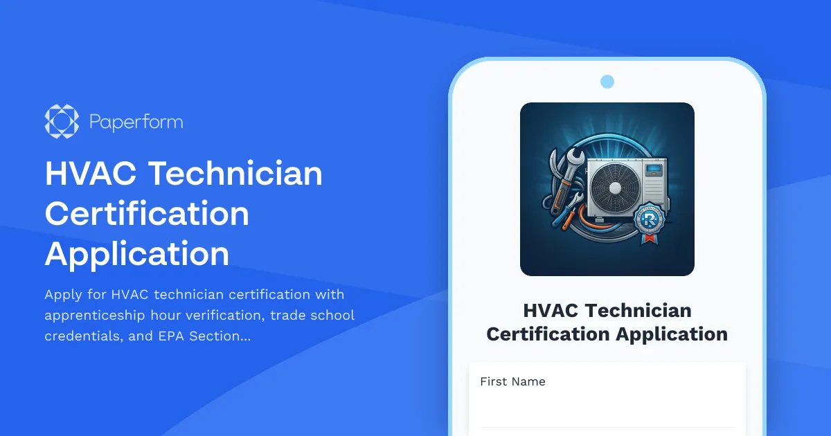 HVAC Technician Certification Application