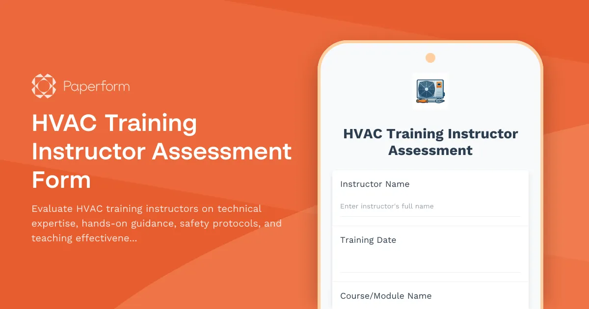 HVAC Training Instructor Assessment Form