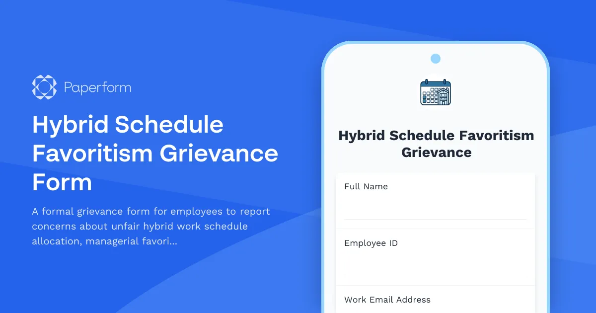 Hybrid Schedule Favoritism Grievance Form