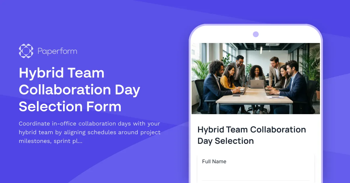 Hybrid Team Collaboration Day Selection Form