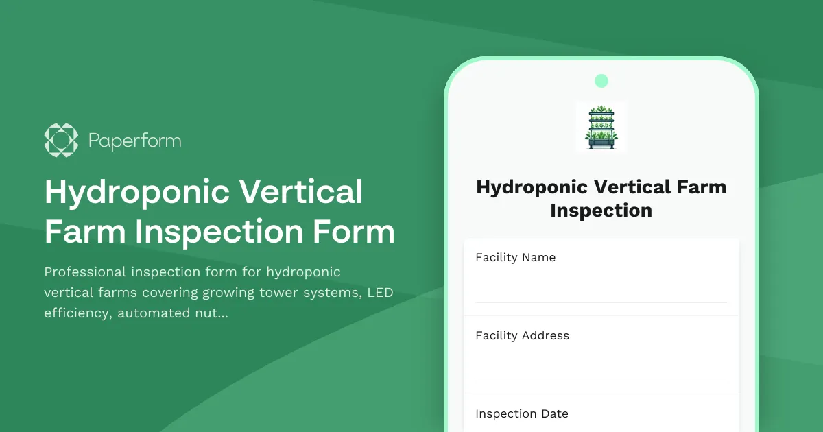 Hydroponic Vertical Farm Inspection Form