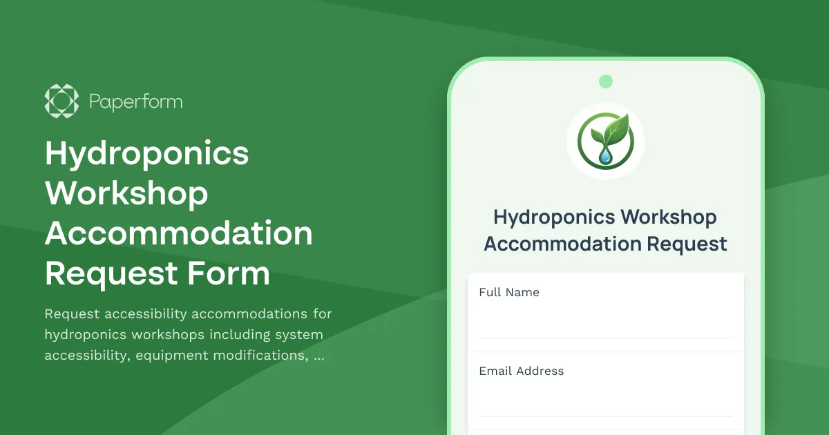 Hydroponics Workshop Accommodation Request Form