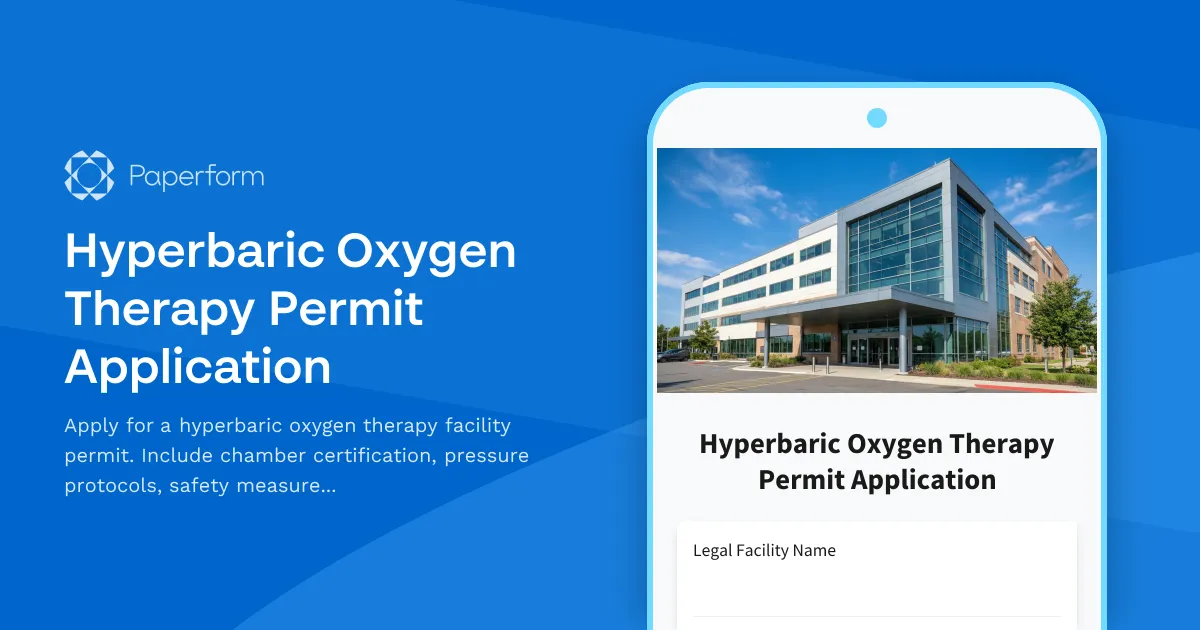 Hyperbaric Oxygen Therapy Permit Application