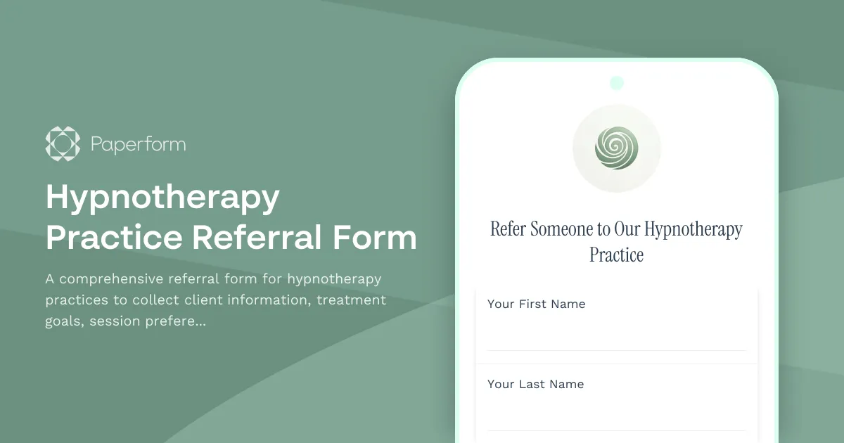 Hypnotherapy Practice Referral Form